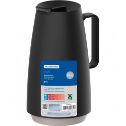 Garrafa Térmica 500ml Tramontina Exata Em Plástico Preto Com Ampola De Vidro